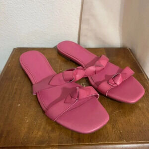 J Crew Pink Double Bow Knot Slides Womens 8‎ Preppy Office Brunch Party Casual